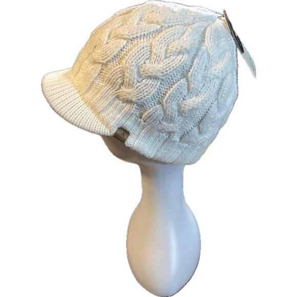 Adidas White Acrylic Cable-Knit Heavy-Gauge Yarn Fleece Lined Cystal Brimmer Hat - Picture 5 of 6